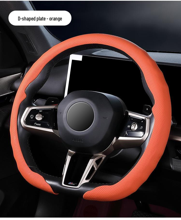 Premium Nappa Leather Steering Wheel Cover - Anti-Slip, Breathable, Ultra-Thin, All-Season