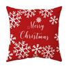 Federa Cuscino a Tema Natalizio Fondo Rosso Lino Corto Peluche Stampato Federa Cuscino Regalo Festivo