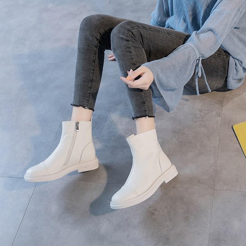 

WTEMPO женские короткие ботинки осень/зима новые ботинки в британском стиле повседневные плоские мягкие кожаные модные ботинки 40 бежевый