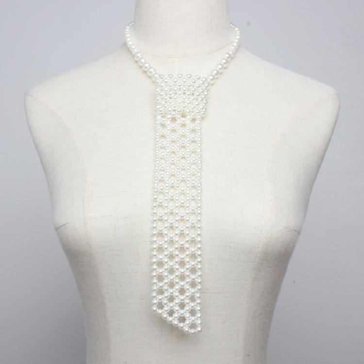 Elegant Pearl Necktie Unique Pearl Necklace for Girl and Women Social Gatherings