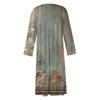Women's Casual -neck Print Mid-length Dress Long-sleeved Pocket Dress