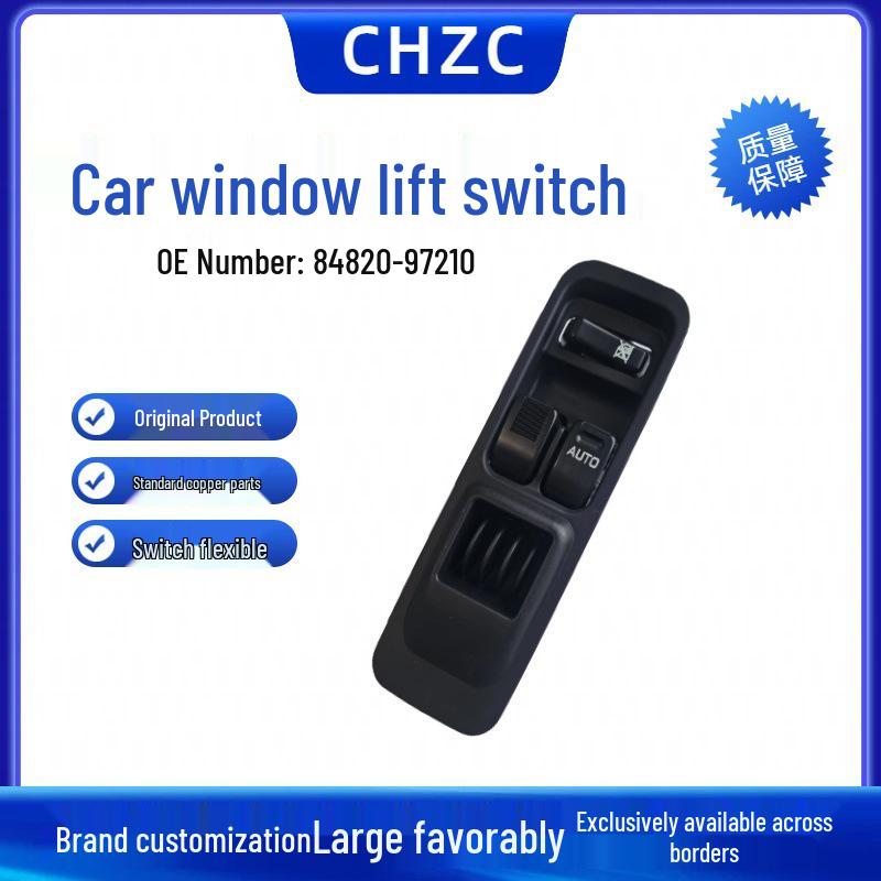 84820-97210: Right-hand drive window glass switch for Toyota and Daihatsu vehicles.