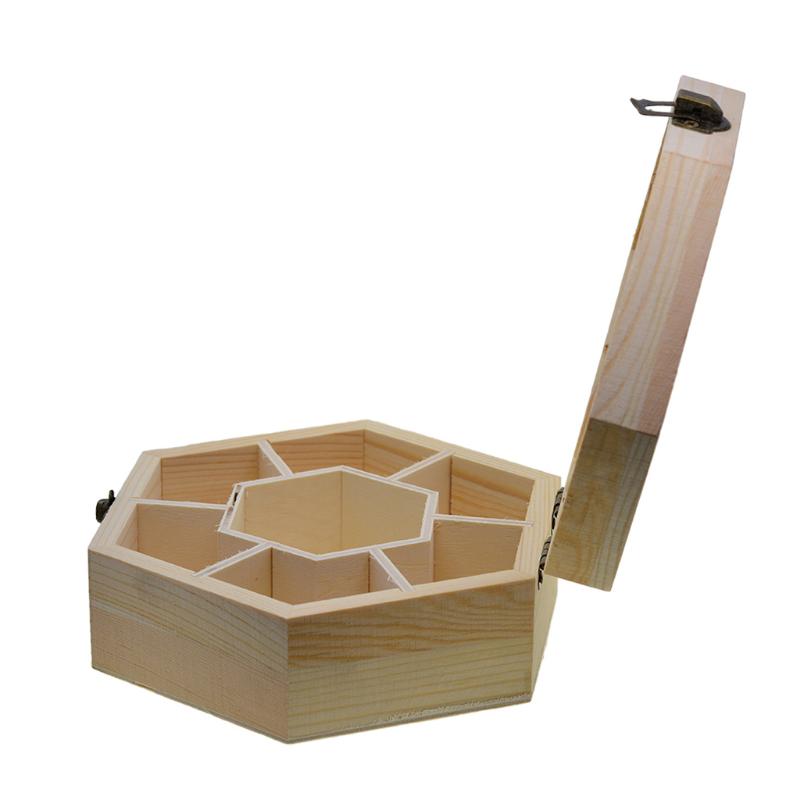 Unfinished Wood Storage Box with Lip Storage Organizer with 7 Slots for Ring Bracelet Necklace Earrings Accessories