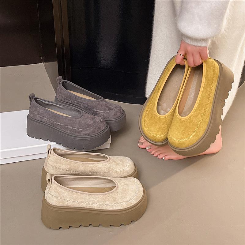 2025 New Retro Anti-fur Thick-soled Muffin Shoes Female Doll Head One Pedal Single Shoes Versatile Ultra-light Casual Shoes