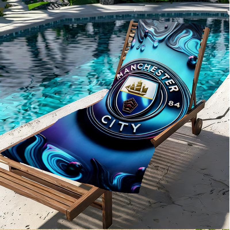 Manchester City FC Baskılı Plaj Havlusu, Havuz Sörf Yoga Banyo İçin Çok Yönlü Hafif Emici Plaj Havlusu, Mükemmel Doğum Günü Tatil Hediyesi