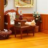 Vintage 1/12 Dollhouses Miniature Wood Coffee Table Two Tiers Side Desk for Living Room Decoration Model Scene Decors
