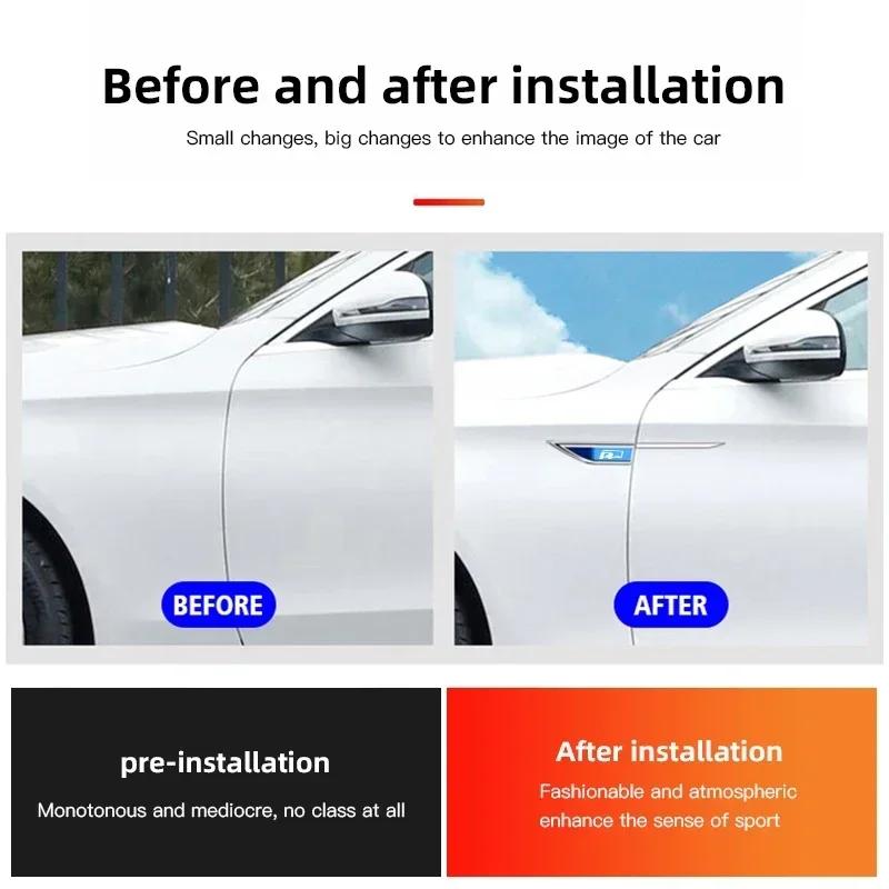 New 3D Metal Car Sticker VW Emblem Fender Blade Decal Badge Decal For Volkswagen Rline Touran Beetle Scirocco Amarok T5 Pha