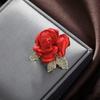 Exquisite Red Rose Brooch for Women - Elegant Corsage Pin for Suits and Evening Dresses