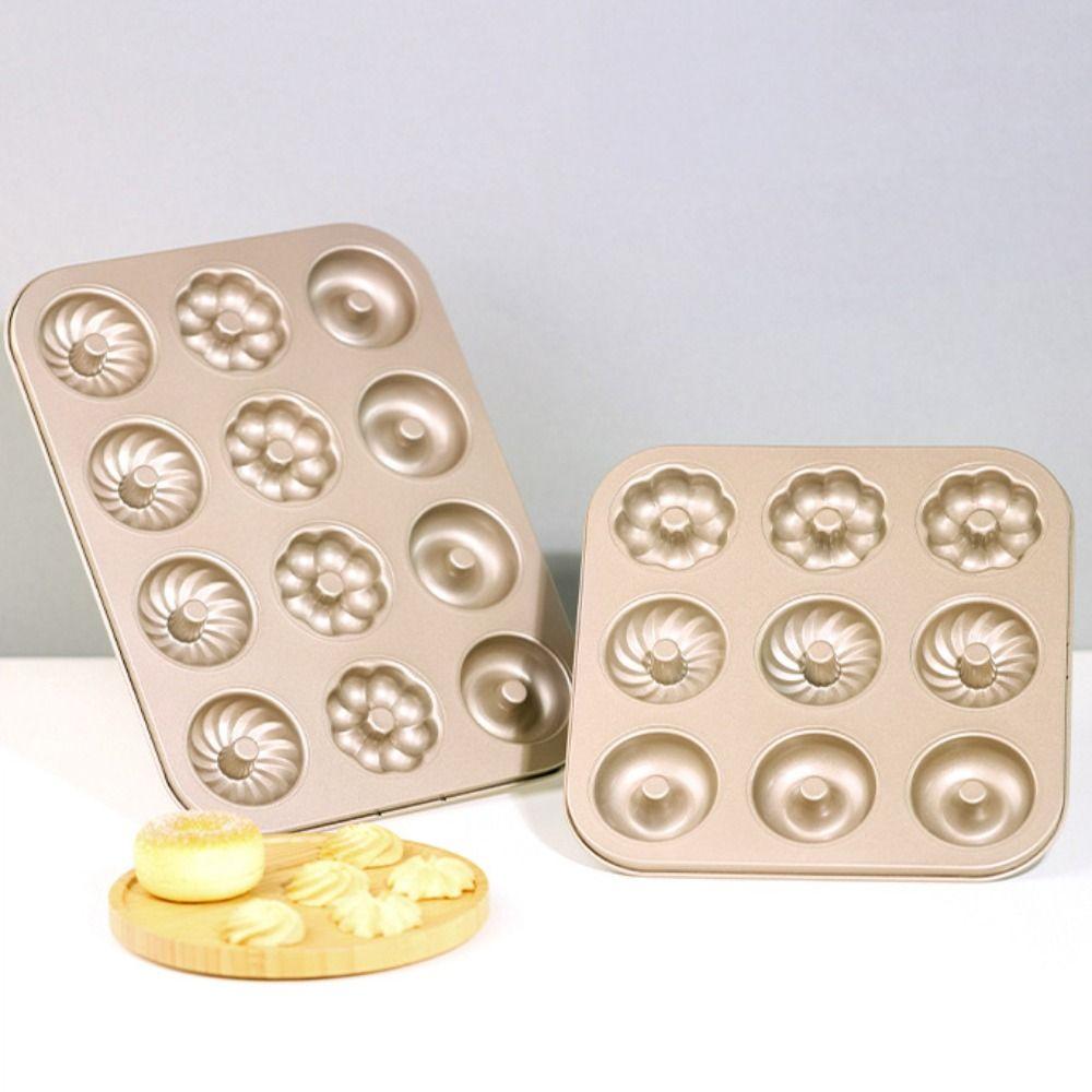 6/12 Cavity Cake Baking Tray Carbon Steel Muffin Cakes Mold Donut Baking Mold Dessert Making