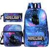 Game Minecraft Printed Children'S School Bag Oblique Span Bag Stationery Pencil Bag Student Backpack Set