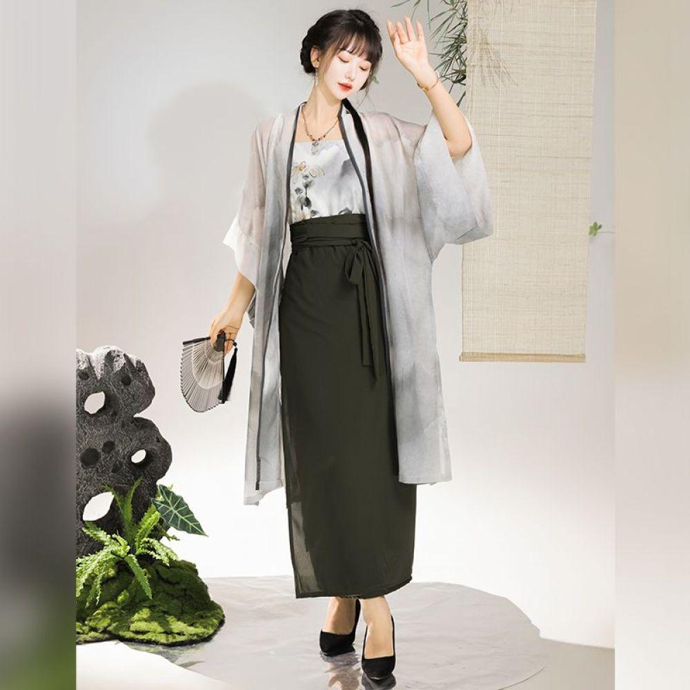 

Женская длинная юбка и куртка Ханфу в стиле китайской династии Сун, женский костюм