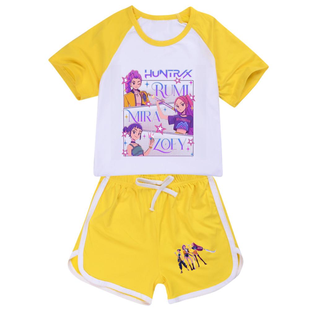 5021 Kids Girls POP Rumi Zoey Mira Print T-shirt Shorts Sport Tracksuit Clothes Set