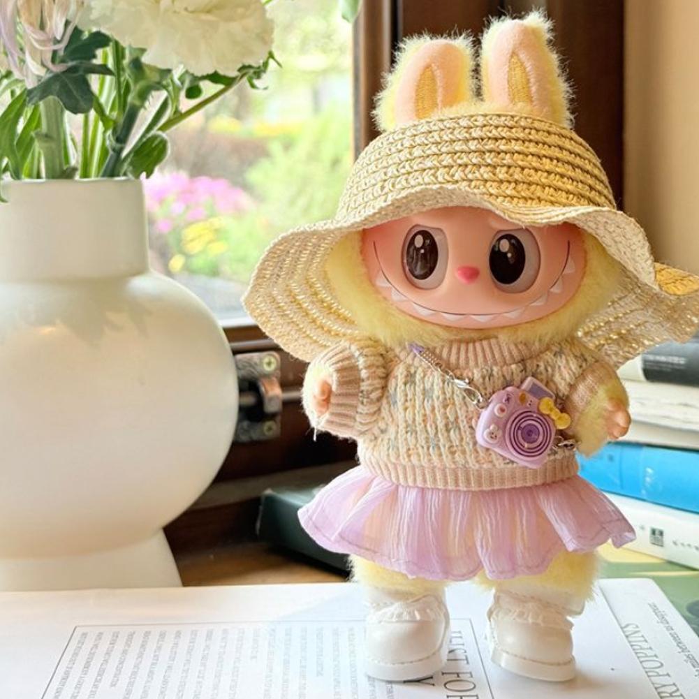 For 17cm Labubu Doll Clothes Fashion Clothes Dresses Doll Clothes Color Match Sweater Dolls Accessories Cute Decoration Little Clothes