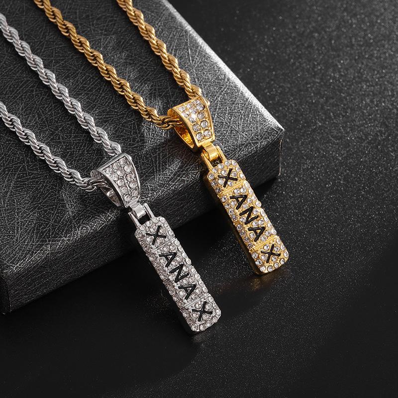 European and American Personality Exaggerated Hip Hop Necklace Mens Trendy Mens Necklace Full of Diamonds Punk Mens Hip Hop Necklace