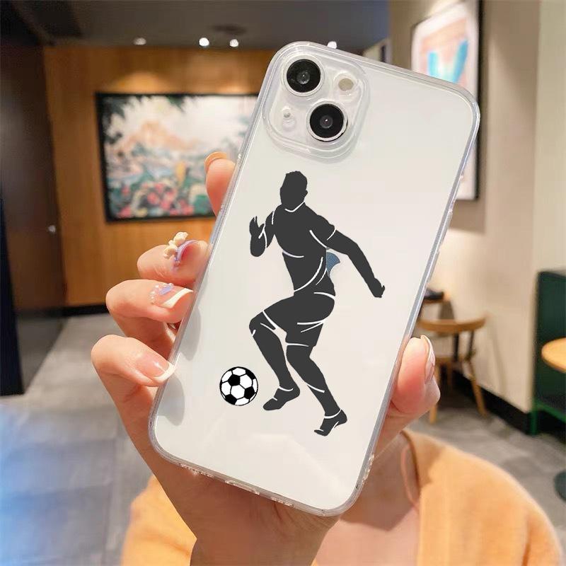Fußball Fußball Stoßfeste klare Telefonhülle für iPhone 14 13 12 11 Pro Max 7 8 Plus X XR XS Max SE 2022 Silikonhülle Fundas