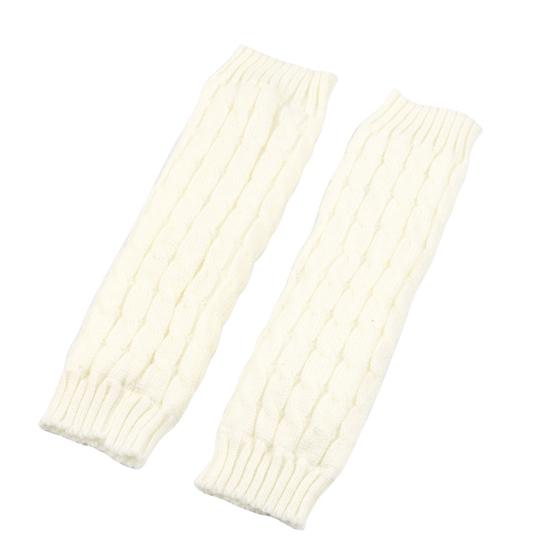 Fleece Lined Leg Warmers Women Knitted Long Boot Socks Winter Solid Color Knee-High Thick Calf Warmers for Daily Wear Skating