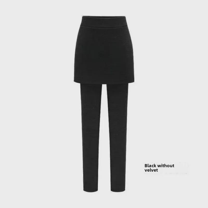 

Корейская юбка-леггинсы больших размеров из бархата 2023 года на осень/зиму — облегающая, плотная и имитация двух частей. M
