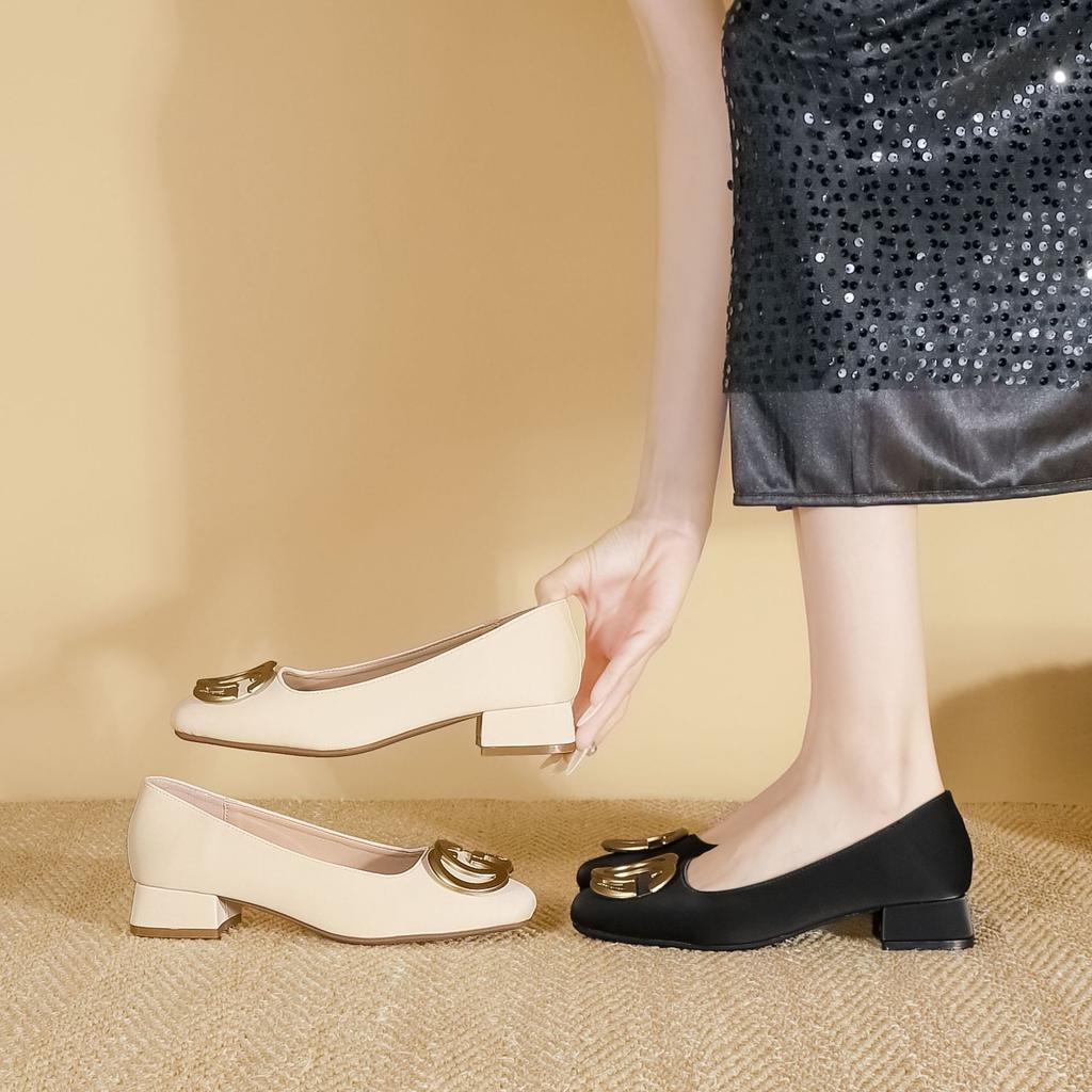 High Heels Women's Thick Heel High Sense Professional Women's Shoes Soft Sole Not Tired Feet 2025 Autumn New Fashion Single Shoes Versatile