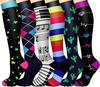 6-Pack Patterned Sports Compression Calf Socks for Running