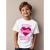European Size Childrens Round-neck Short-sleeved T-shirt with Unique English and Heart Patterns