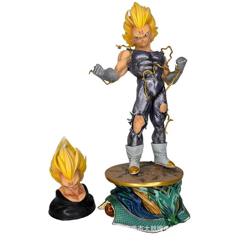 Ls Majin Vegeta Dragon Ball Super Saiyan 1:1 Scale Bust Statue Double Head Replaceable Pvc Anime Figure 33.5Cm Collectible Model