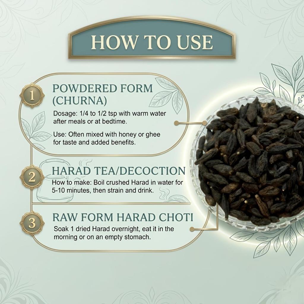 Gharana Naturals Choti Harad 200 G | Kali Harad | Himej Nero Biologico | Bal Harad | Haritaki | Kadukkai | Karakkaya | Mirabolano | Terminalia Cheb