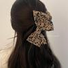 Leopard Print Double Layer Bow Hair Clip for Women - High Ponytail Accessory
