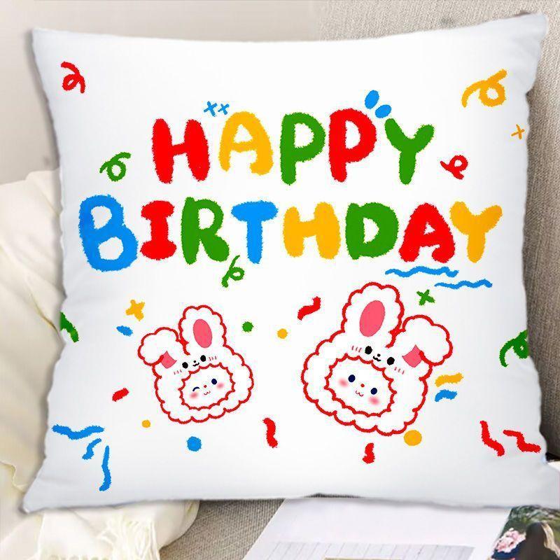 New Double-sided Pillow with Happy Birthday Text for Students To Use As A Pillow To Give Their Girlfriends A DIY Gift