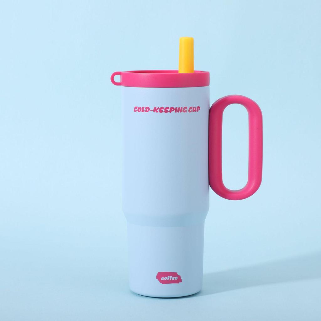 Tazza Termica con Cannuccia in Acciaio Inossidabile 316, Design Cartone Animato, Grande Capacità, Ice Buster