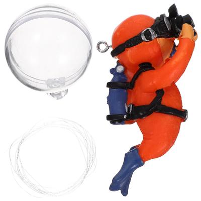 Aquarium Decoration Floating Diver Ornament Sturdy PVC Safe Non-Toxic Water-Resistant Fish Tank Decor for Natural