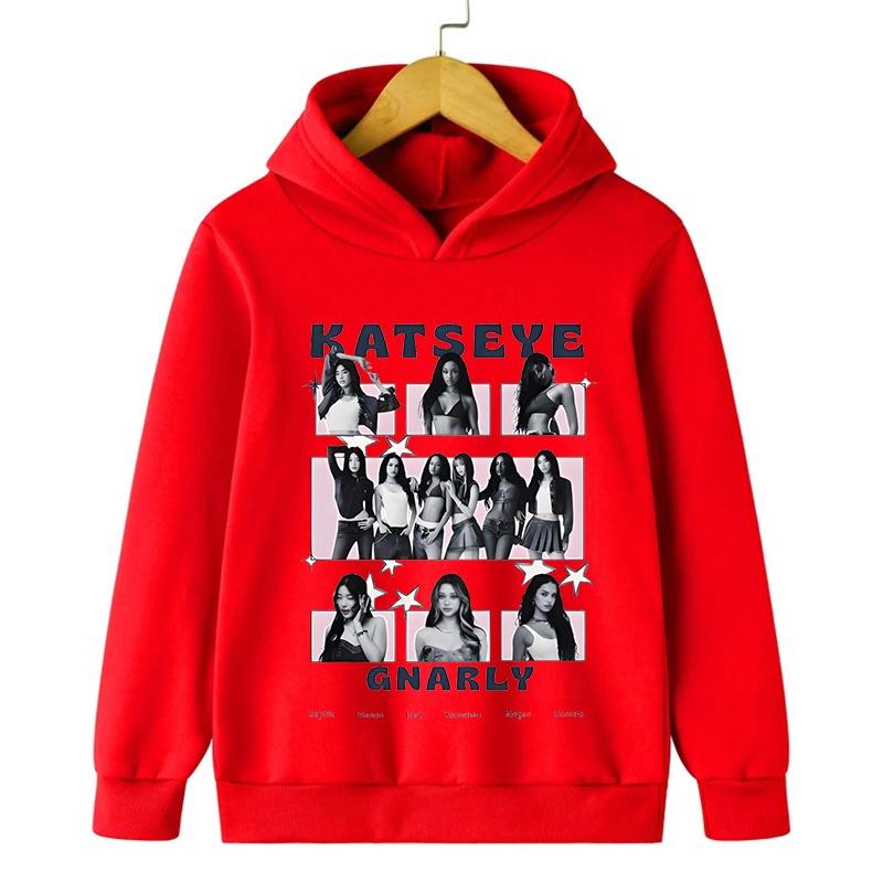 Girls Group Katseye Graphic Hoodies Boys Girls Hooded Sweatshirts Toddler Kids Casual Pullovers Idol Printed Harajuku Sportwear