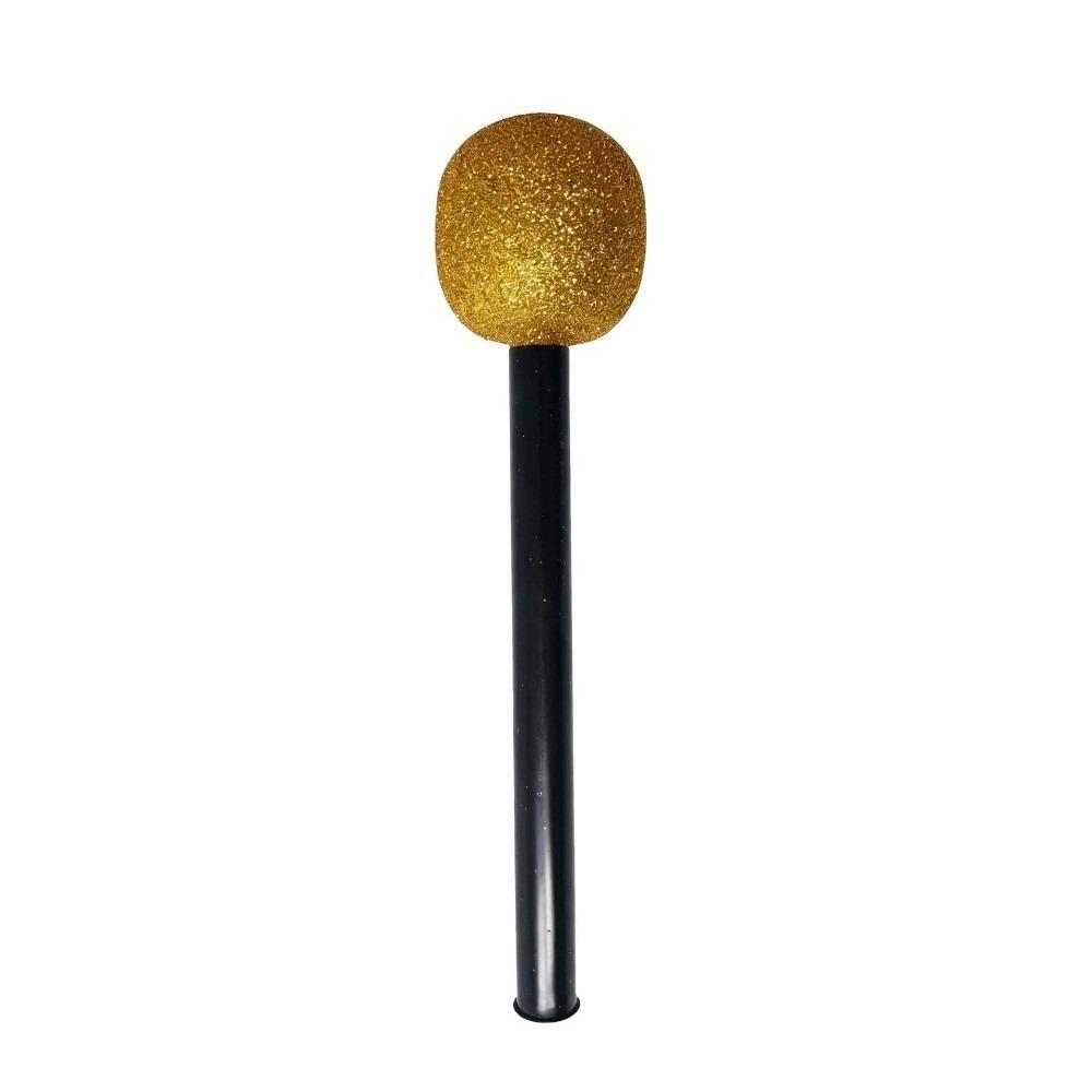 Gold Silver Glitter Toy Fake Mic Lightweight Plastic Singing Practice Toy  School Talent Show