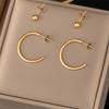 4Pcs/Set Titanium Steel Earrings for Women Minimalist Gold Color C-Shaped Stud Earrings Fashion Daily Jewelry Decoration Wear