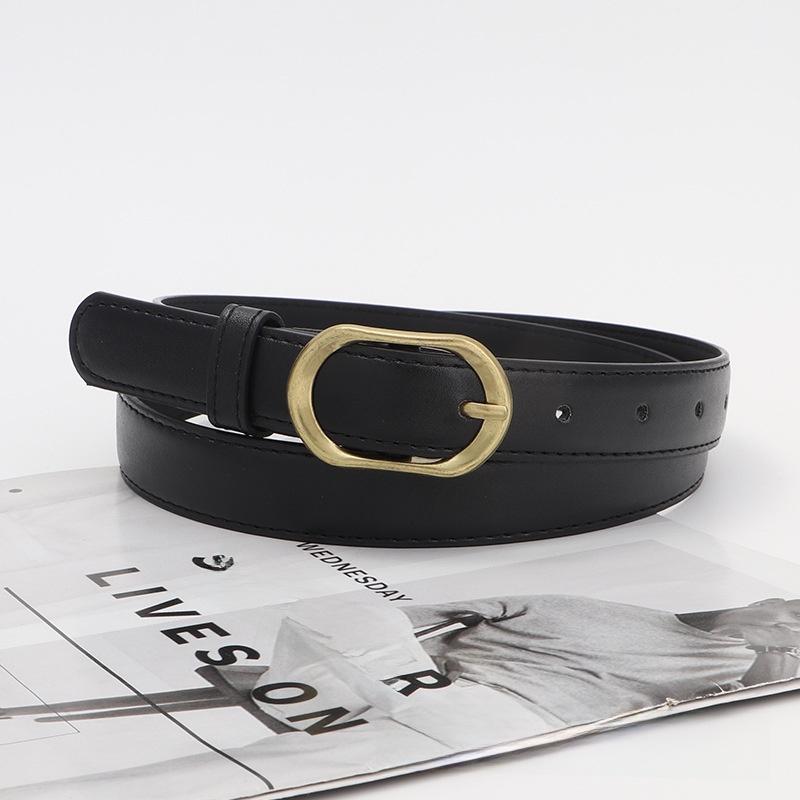 

Womens Simple Spring Belt With Alloy Buckle For Everyday Jeans And Skirts Black