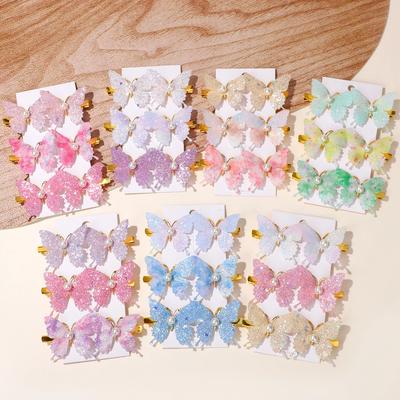 6Pcs/set Shiny Butterfly Hair Clip Set Photography Dress Up Gift for Girls Butterfly with Pearl Hair Clip Hair Accessories