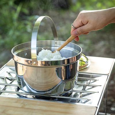 Camping Wandern Reiskocher Klappgriff Suppentopf Outdoor Tragbares Picknick Kochgeschirr Edelstahl