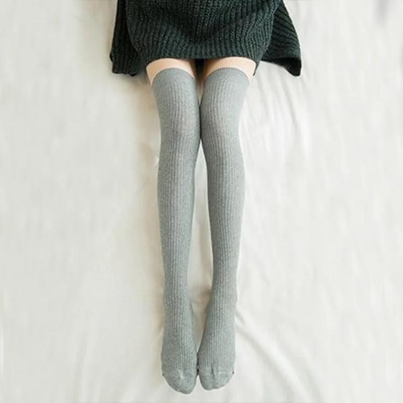 Women's Winter High Stockings Warm over Knee Soft Wool Stockings Cotton Striped Long Socks Thigh Stocking Lolita Thick Warm Sock
