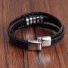 Fashion Male Jewelry Bracelet Multilayer Braid Leather Rope Chain Stainless Steel Magnetic Clasp WristBand Male Jewelry