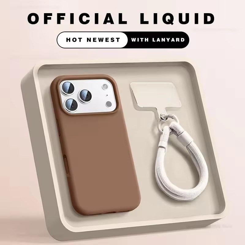 Wrist Strap Magnetic Phone Case For iPhone 16E 14 15 Plus 12 13 16 17 Pro Max Air Magsafe Liquid Silicone Lanyard Cover