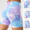 Running Three-Point Pants Women High Waist Tie-dye European and American Yoga Pants Fitness Sports Shorts Outer Wear Summer Belly Holding Leggings