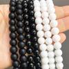 Natural Stone White Black Dull Polish Matte Agates Onyx Smooth Round Beads For Jewelry Making DIY Bracelet 15'' 4 6 8 10 12mm