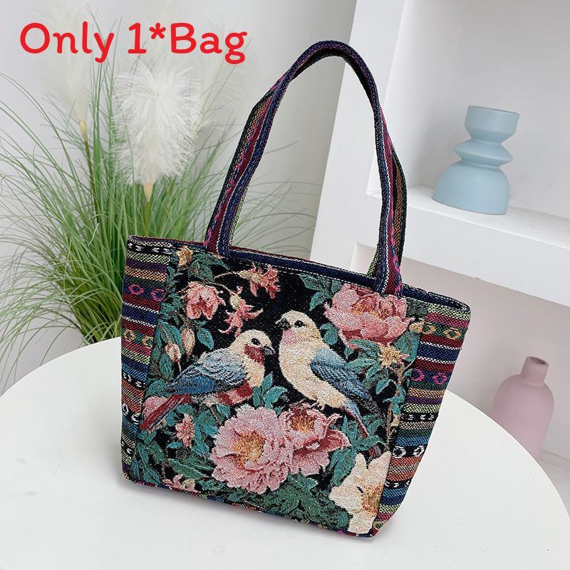 Bohemian Fabric Tote Bag With Contrasting Colors And Inner Zipper Pocket For Women