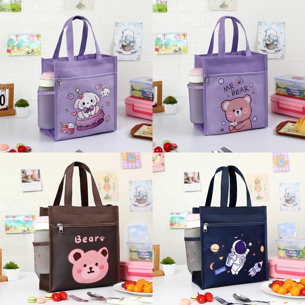 Childrens Cartoon Canvas Lunch Bag With Waterproof Handle For School And Travel