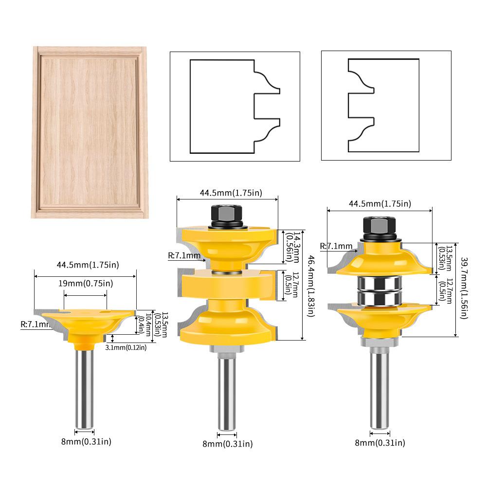 

Деревообрабатывающая фреза из трех частей для формирования пазов дверной коробки за один проход, фреза для дверей из массива дерева, фреза для пазов дверной коробки, гравировальный станок 3-piece set, new door panel knife 8 handles