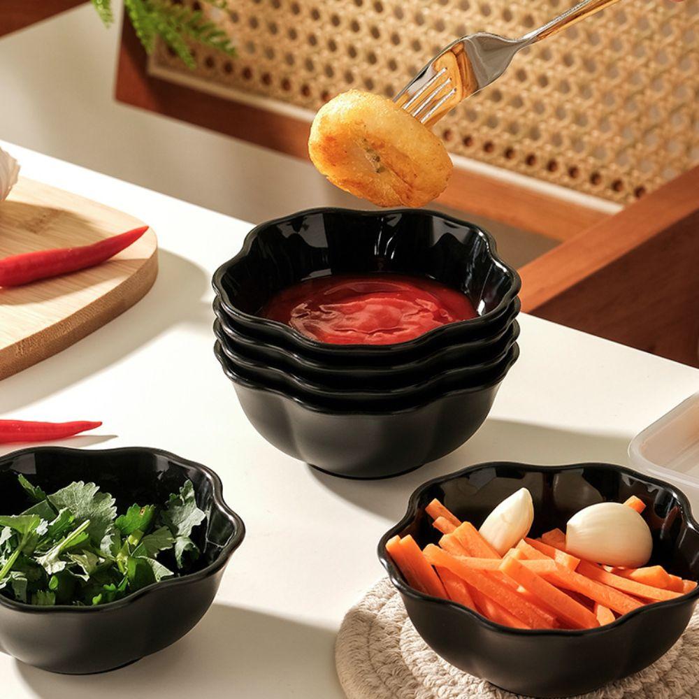 10 Piece Multifunctional Flower/Square Seasoning Dish Black Thickened Sauce Dish Plastic Snack Bowl Restaurant