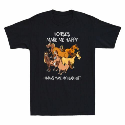 Horses Make Me Happy Humans Make My Head Hurt T-Shirt Horse Lover Gift Men's Tee Unisex T-Shirt