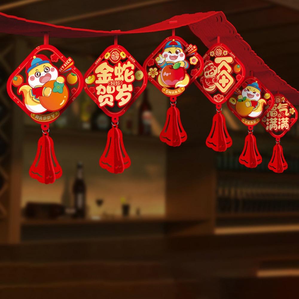 Cartoon Spring Festival Banner Garland Hanging Lunar Year Ornaments  For Home Shopping Mail