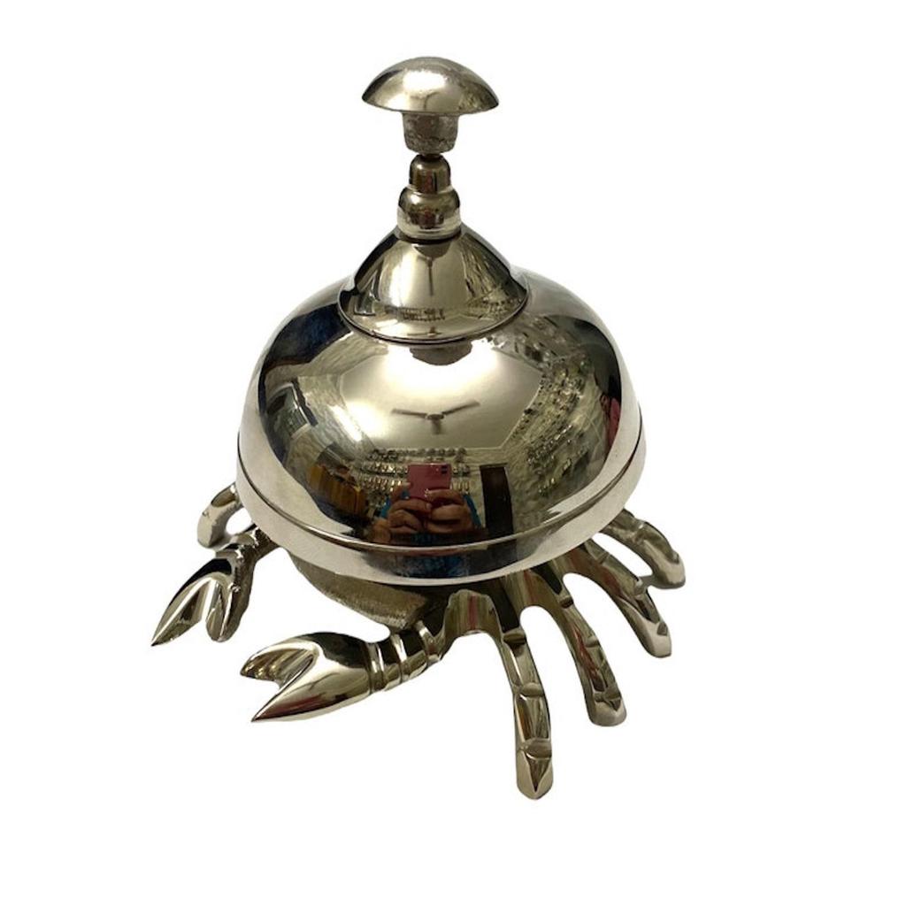 Brass Table Bell, Crab Design Hotel Reception Bell, Victorian Style Desk Bell, Office, Reception, Service Counter Bell Décor