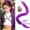 28inch Synthetic Hair Long Braided Purple Hair Ponytail Extensions Rumi Hairstyle Claw Clip Hair Wig for Kids for Chritmas Party