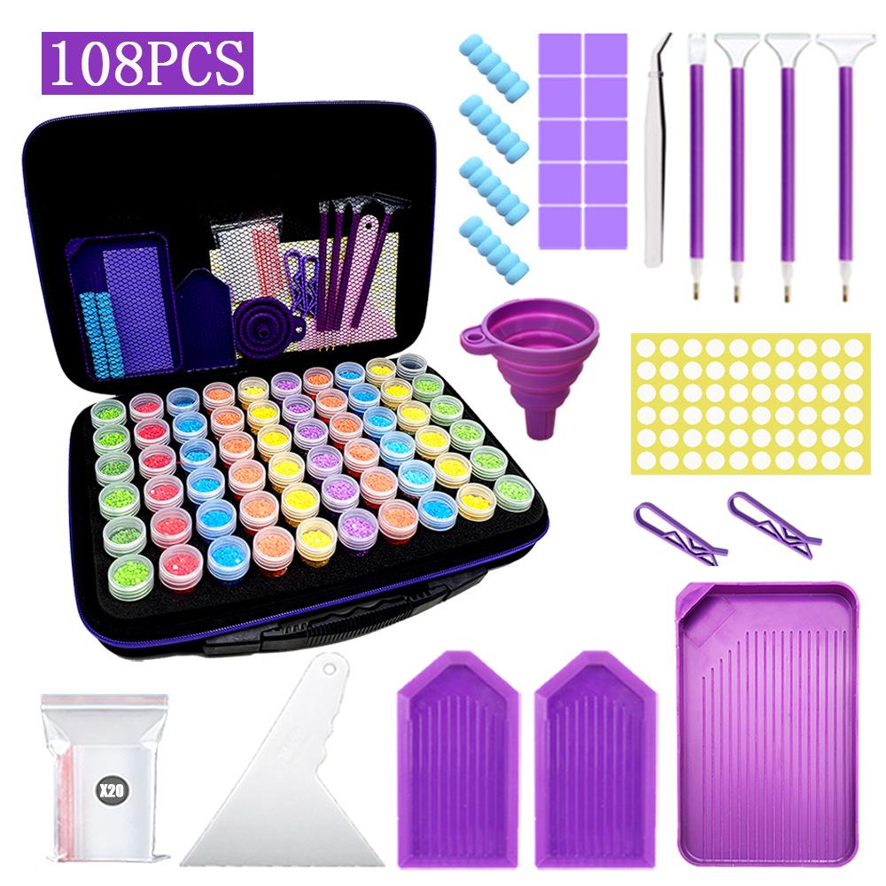 DIY Diamond Painting Kit: Funnel, Drill Pen, 60 Compartment Bottles, 30 Storage, Butterfly Bag